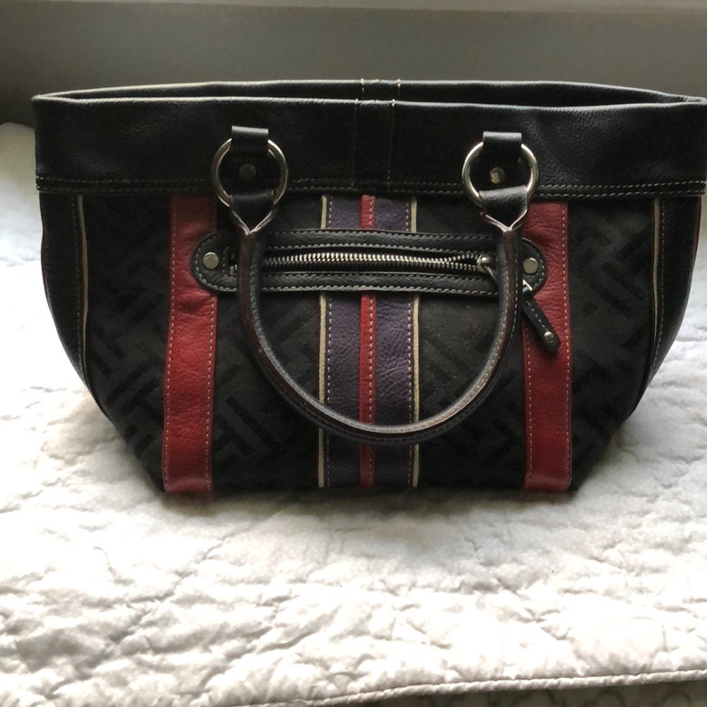 Tignanello leather and cloth satchel